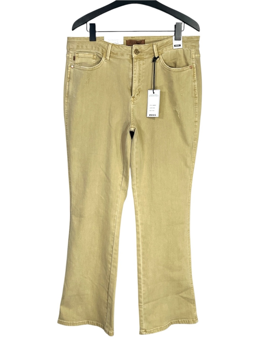 NWT Judy Blue Mid-Rise Garment Dyed Khaki Slim Bootcut Jeans 88504 size 15/32 - Picture 3 of 9